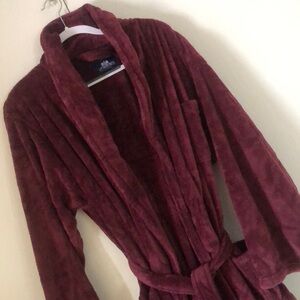 Men’s fall burgundy soft cozy fleece Sherpa stafford burgundy robe